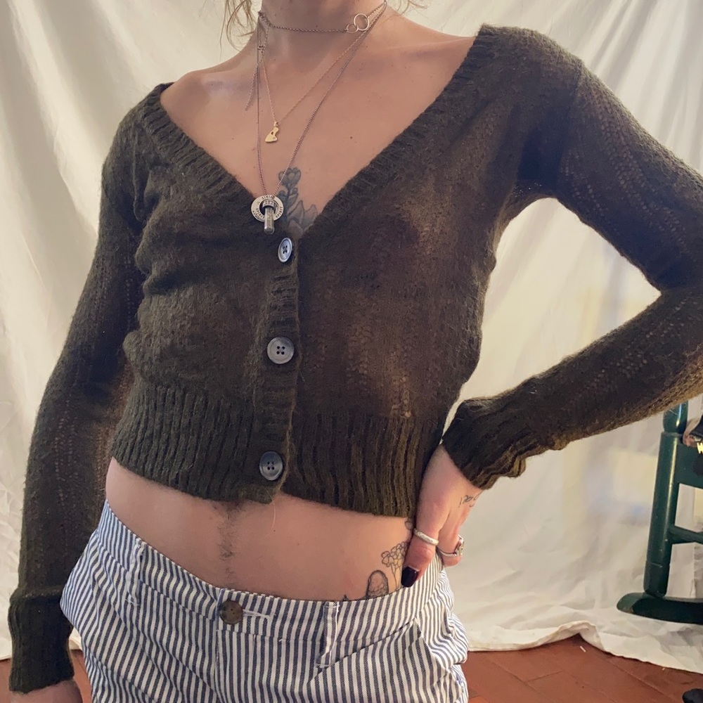 Knit cardigan deep V